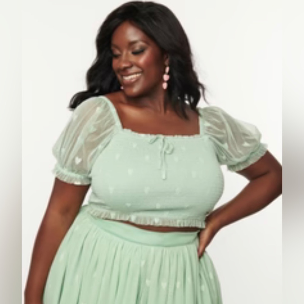 Mint Hearts Crop Top
